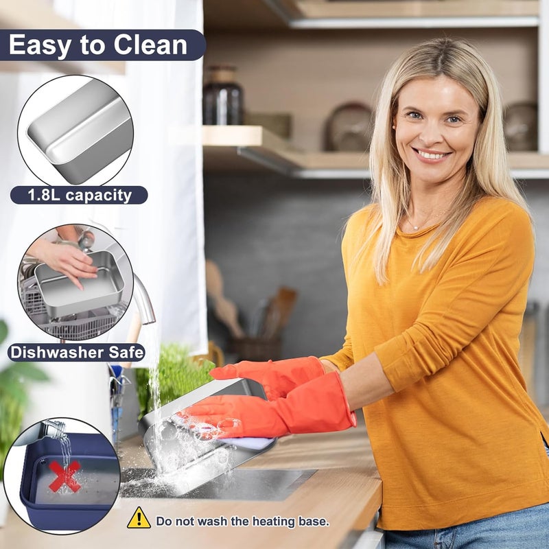 Akhia Heated Lunch Box Food Warmer, 100W Fast Electric Lunch Box, 1.8L Portable Heating Lunchbox, 12/24/110/220V lonchera eléctrica portátil Ideal for Men Car Truck Work Christmas White Elephant Gifts - Image 5